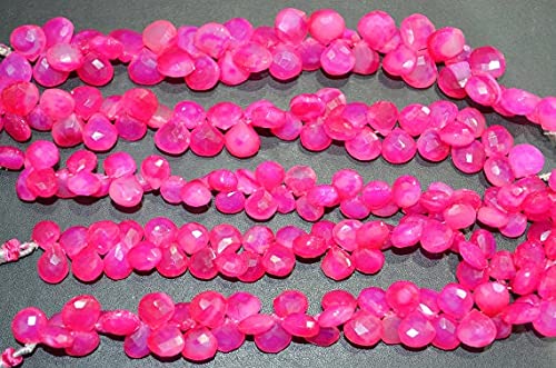 Chalcédoine rose facettée en cœur pour créations de bijoux haut de gamme uniques