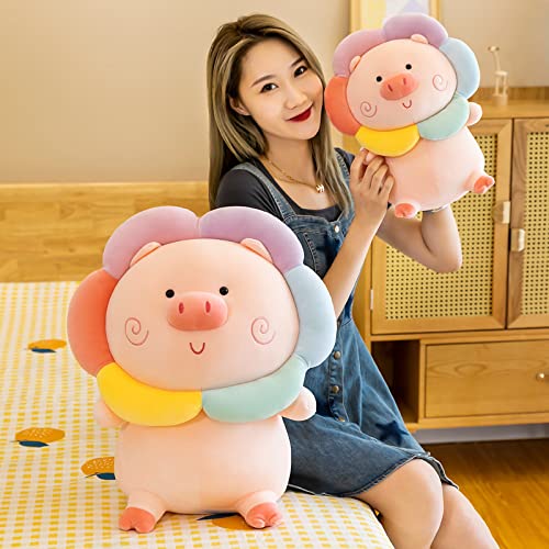 Kawaii Rainbow Pig Peluche Juguete Girasol Muñeca Cerdita Almohada Muñeca de Peluche para niños Parejas Cerdo 55cm
