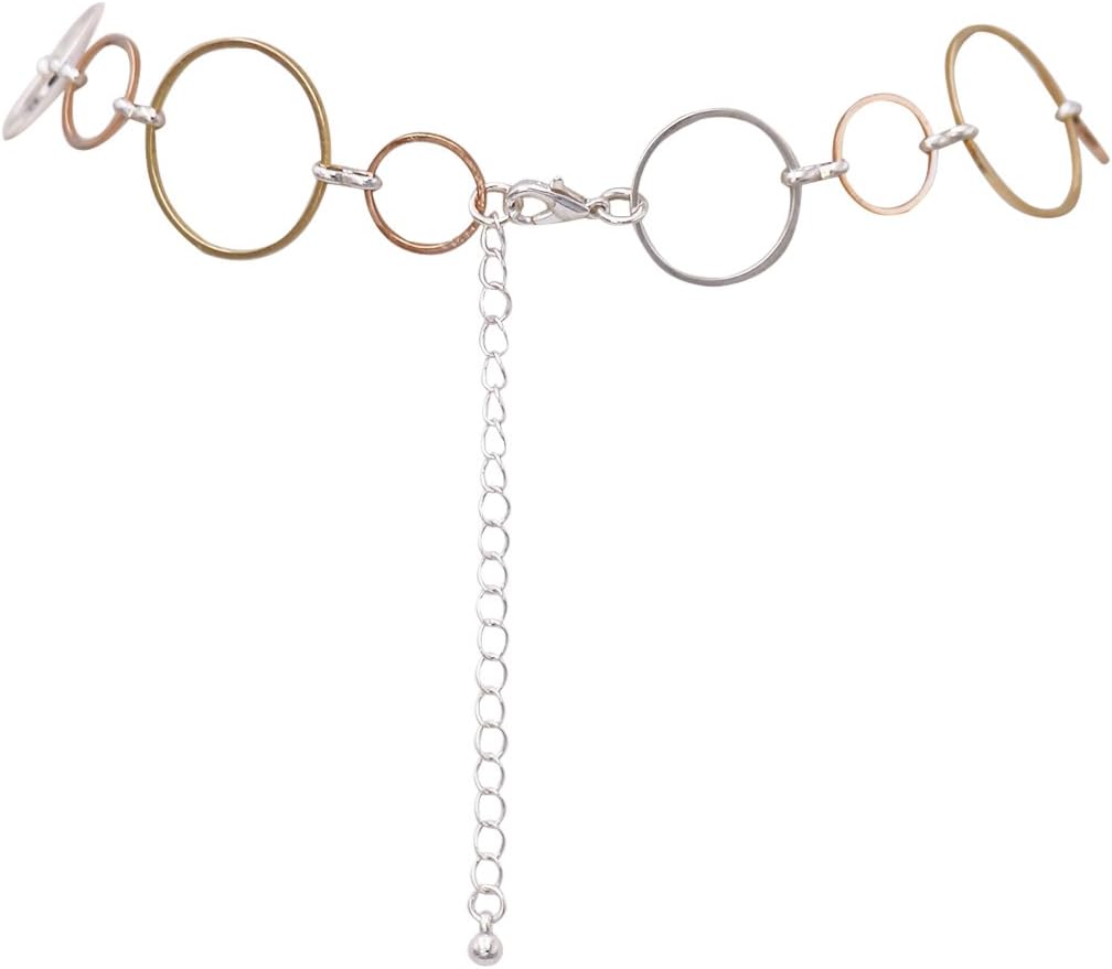 Rosemarie Collections Women's Tri Tone Silver Gold and Rose Gold Long Link Chain Necklace and Earring Gift Set, 48"-51" with 3" Extender