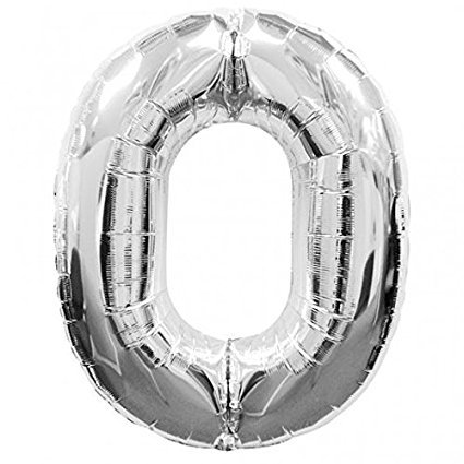 AMFIN® 0 (Zero) Number Foil Toy Balloon 28" Inch - Silver