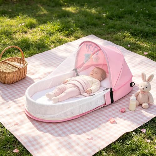 Cama portátil infantil plegable transpirable para evitar mosquitos e insectos 4