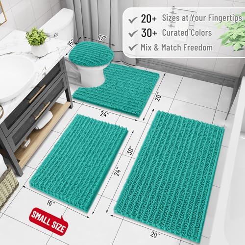 Image of Arotive Luxury Bathroom Ruuner Rugs 47x24, Extra Soft Thick Absorbent Shaggy Chenille Bath Rugs, Machine Wash Dry, Bath Mats for Bathroom Floor, Tub and Shower, Home Decor Accessories, Teal