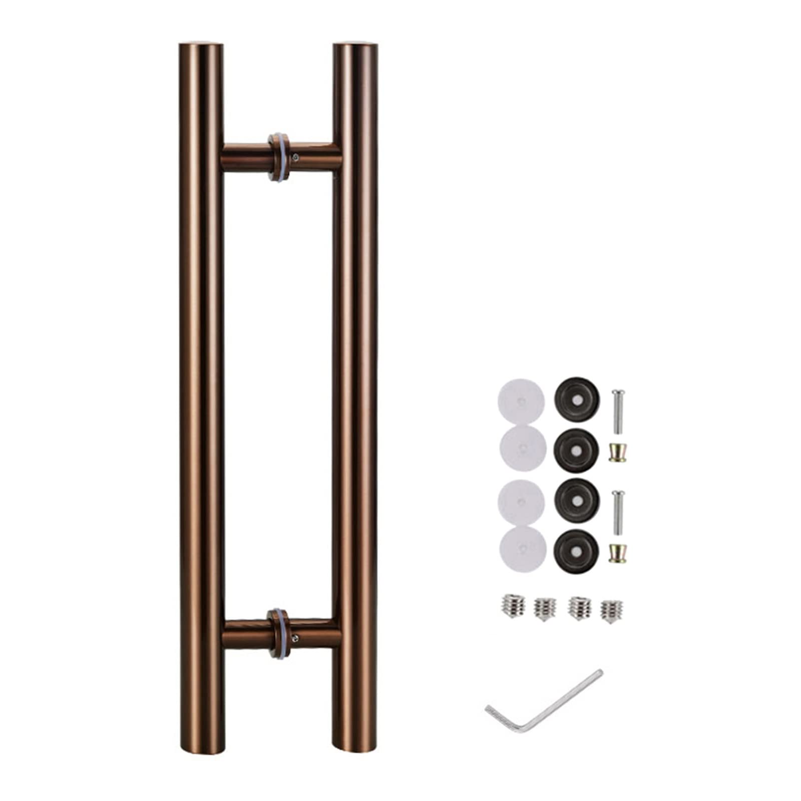 Gthtuhfd #4 Door Pull Handle Sliding Barn Door Handle Round Door Pull Push Handle White/Black/Drak Grey/Gold, Double-Sided Gate Handle Pull For Shower Glass Door, Barn Door & Sl,-Long 60Cm/23.6 Inch