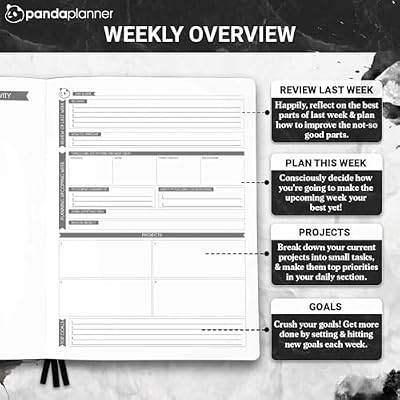 Panda Planner Weekly 2026, Undated Weekly Planner for Office, School & Home 8x11 Soft Vegan Leather Organizer Notebook with To-Do Lists, Habit Tracker, Notes & Agenda Black