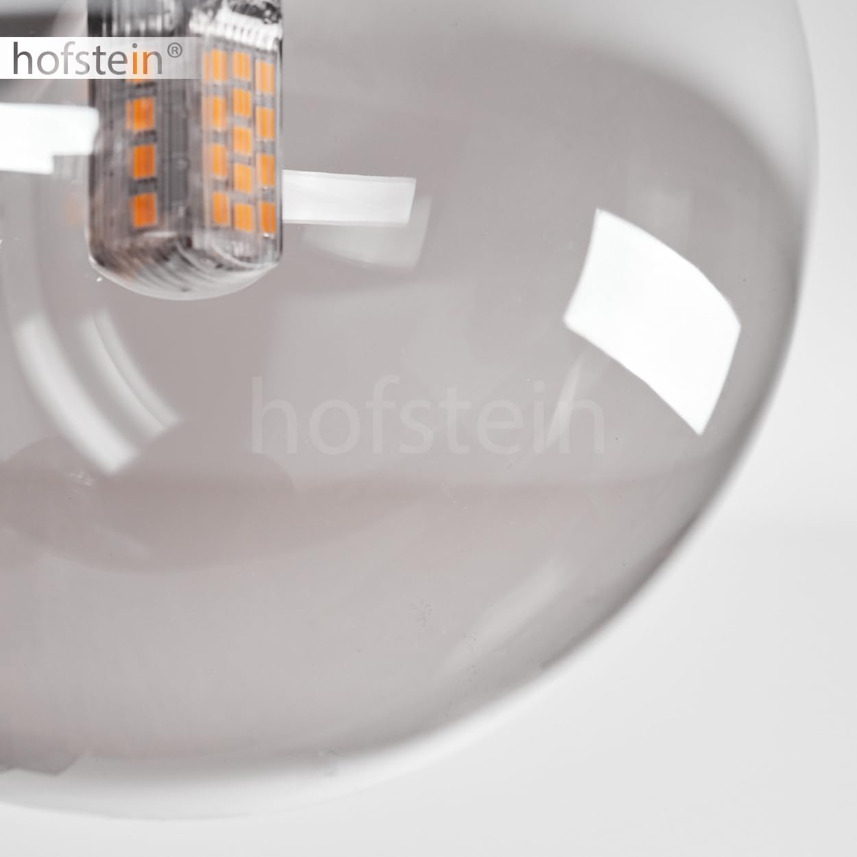 HOFSTEIN Lampadario Chehalis, lampada da soffitto in metallo/vetro in nero/ambra/fumé, illuminazione in stile moderno retrò/vintage con paralumi in vetro (Ø 10, 12, 15 cm), 10 x G9