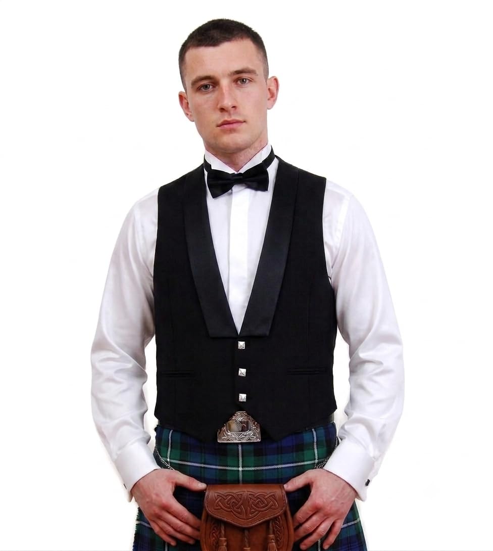Hamilton Kilts Gilet da kilt scozzese Prince Charlie con bottoni a forma di cardo, abbigliamento tradizionale delle Highlands