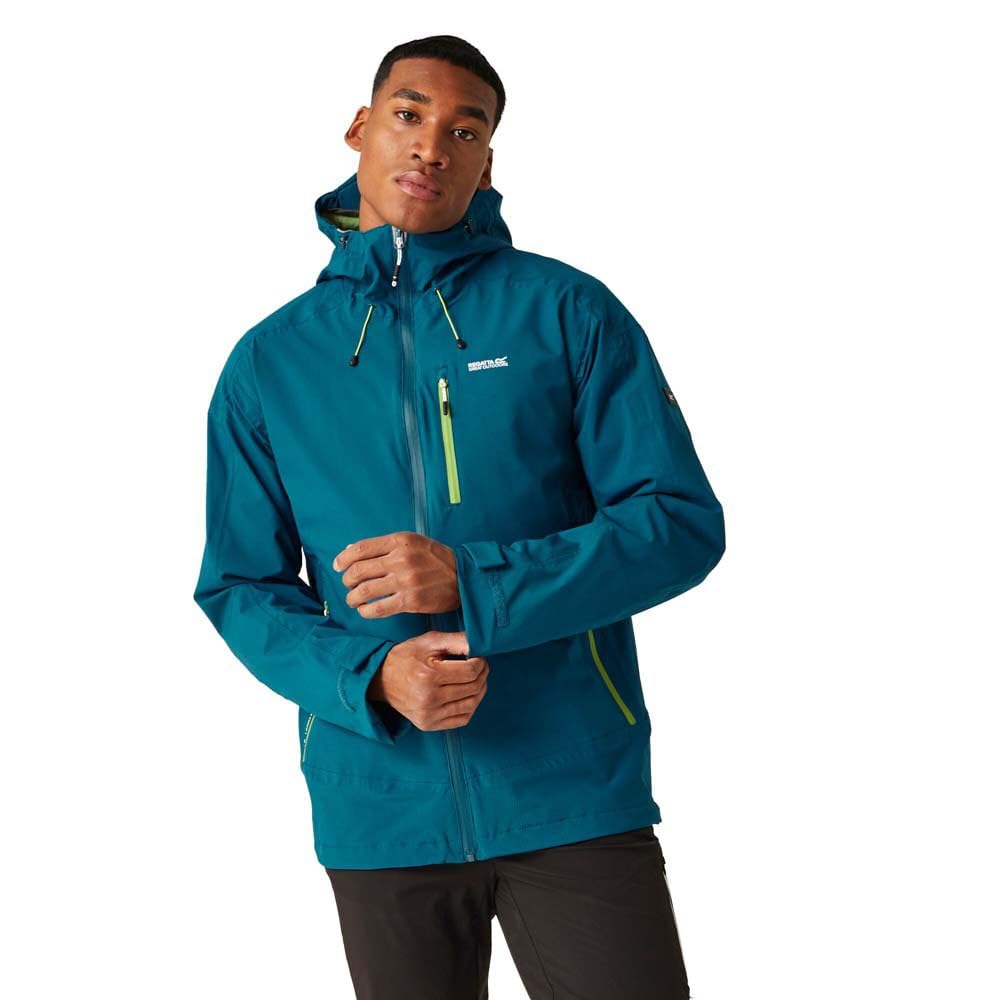 Regatta Mens Okara Waterproof Jacket (S) (Moroccan Blue/Piquant Green)