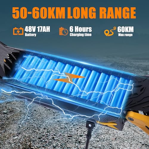 TWOFISH Electric Scooter Adult, 50-60 Km Range, 48V 17Ah Battery, Foldable E Scooter with 10-inch Vacuum Tires, LCD Display, USB Charging Port, and NFC Unlock, 150 kg Load Capacity, V2 MAX