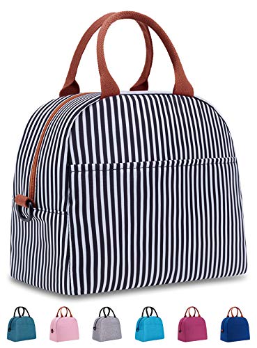 Insulated Stylish Tote Lunch Bag Water Resistant Reusable Cooler Lunch Box with Removable
