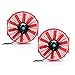 (Pack of 2) 12" Electric Radiator Cooling Fan Push Pull Electric Slim Fan 12V 80W 1550 CFM with Mounting Kit Red（Diameter 12" Depth 2.56")