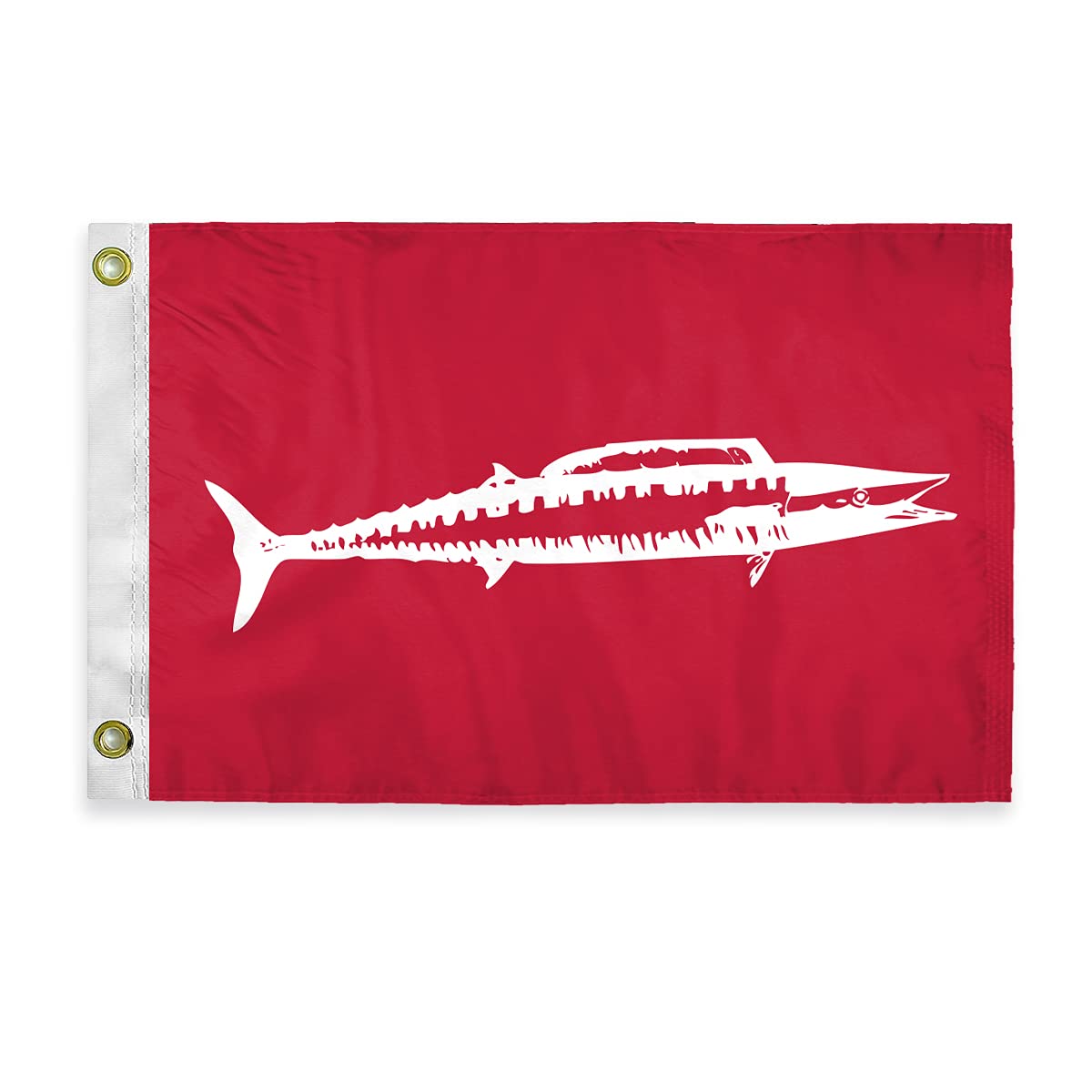 AGAS Wahoo Novelty Boat Flag - 12 x 18 inch - Double Sided Printed 200D Nylon - Solid Brass Eyelets Canvas Heading - Vivid Colors Fade Proof - Wahoo Funny Boat Nautical Flag
