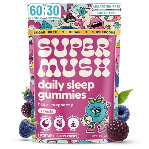 SuperMush Daily Sleep Gummies - Melatonin-Free Sleep Aid - 60 Count