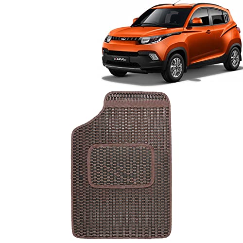 Image of Kingsway Dotted Design Car Floor Foot Mats Universal Fit for Mahindra KUV 100, Model Year : 2016 Onwards, Water and Dustproof, Color Brown, Set of 5 Pieces