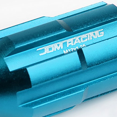 Image of DNA MOTORING LN-ZTL-9025-125-LB 20Pcs M12 x 1.25 Open End Style Wheel Lug Nuts w /Deep Drive Extension Adapter, 24mm OD /50mm H, Light Blue