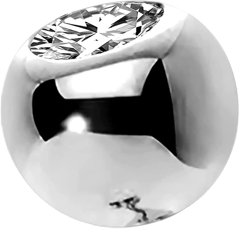 OUFER14K Solid Gold Clear CZ Replacement Ball Externally Threaded for Belly Button Rings