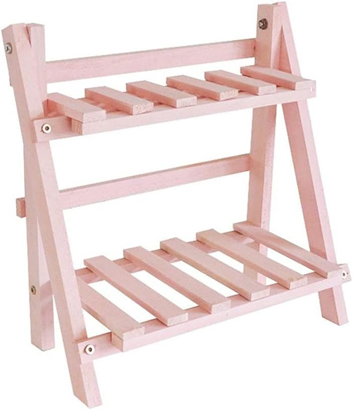 Wooden Plant Stand 2 Tier Flower Pot Display Shelf Rack for Desktop Balcony or Lienvironmental Coating(white-Dinosaur Doodle4)