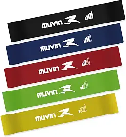 Kit Mini Band Muvin – Faixas Elásticas Circulares com 5 Tensões – Diferentes Intensidades de Resistência – Elásticos Para Musculação – Exercícios – Força – Treino Funcional – Academia - Ginástica
