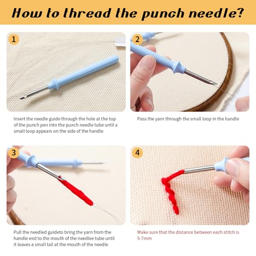 Image of maytopia Punch Needle Kit for Adults Beginners Easy Punch Needle Embroidery Kit DIY Punch Needle Coaster Kit Punch Stitching Kit with Patterns, Tools, Yarns, Hoop