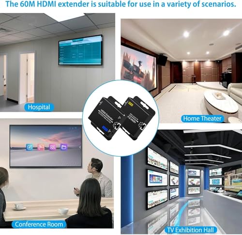 Image of 200ft HDMI Extender Over CAT6 CAT7 RJ45 Ethernet to HDMI Converter LAN Extension POC Support 1080P 3D EDID Copy Deep Color Compatible with PC PS4 Roku Unilateral Power Supply