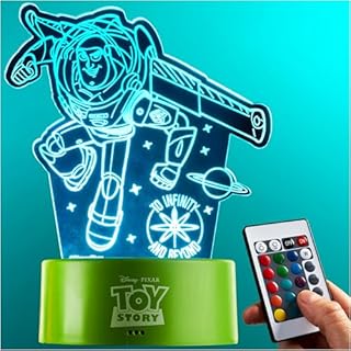 Get Trend Disney Toy Story LED Night Light, Bedside Table Desk Lamp with Adjustable Brightness, USB & Battery-Powered Lamp with 16 Colours 4 Modes (Multi Toy Story)