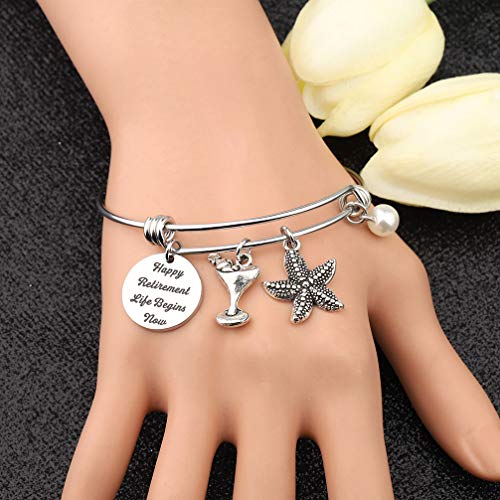 Bobauna Retirement Gift Happy Retirement Expandable Wire Bangle Bracelet Thank You Gift For Mother Teacher Nurse (Retirement Bracelet) #TOP4