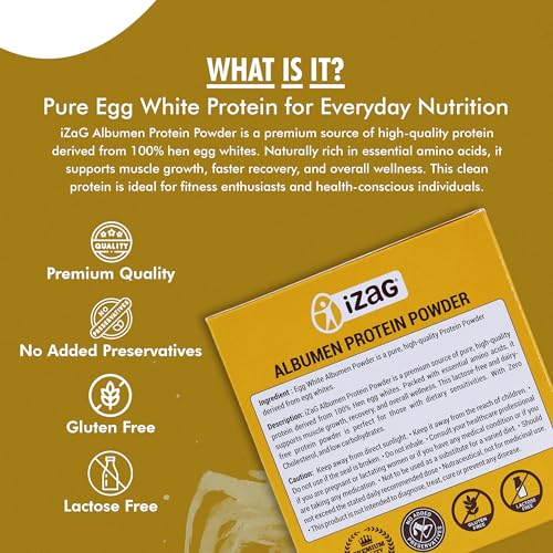 Image of iZaG Egg White Albumen Protein Powder | Unflavoured | Clean Protein Source | Gluten-Free, Lactose-Free | Supports Daily Protein Intake (200 g)