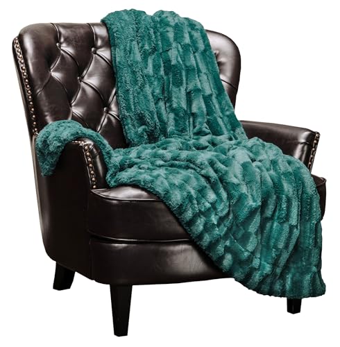 Chanasya Premium Embossed Faux Fur Throw Blanket - Super Soft, Lightweight Minky Blanket - 50