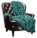 Chanasya Super Soft Fuzzy Faux Fur Elegant Rectangular Embossed Throw Blanket | Fluffy Plush Sherpa Cozy Microfiber Evergreen Blanket for Bed Couch Living Room Fall Winter Spring (50" x 65") - Teal