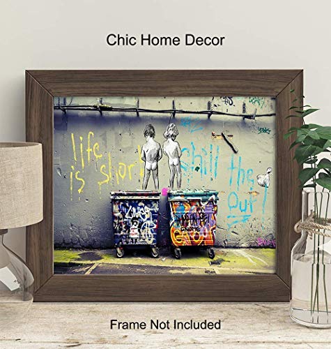 Funny Motivational Banksy Street Art Mural 8X10 Picture - Urban Graffiti Photo Wall Decor, Decoration For Home, Office, Apartment, Bathroom, Dorm - Gift For Men, Boys, Teens - Modern Poster Print #TOP1
