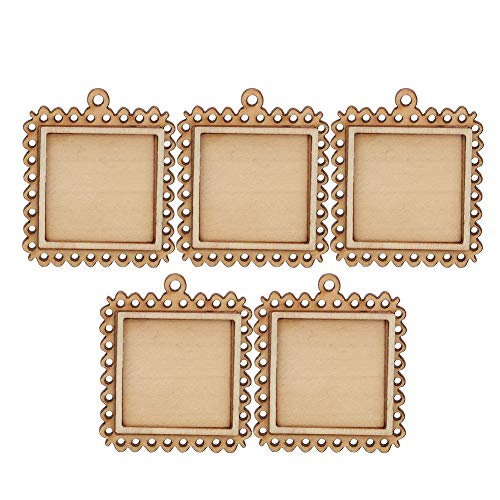 Jwthee 5 piezas llavero de madera en blanco, grabado en blanco etiqueta de llave en blanco rectángulo llavero de madera para suministros artesanales de bricolaje, Madera, No es una piedra preciosa