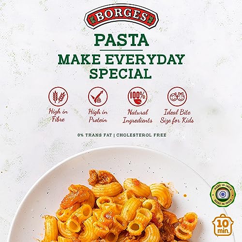 Image of Borges Macaroni Pasta - 350 g | 100% Durum Wheat | High in Protein | Natural Ingredients | Maida Free