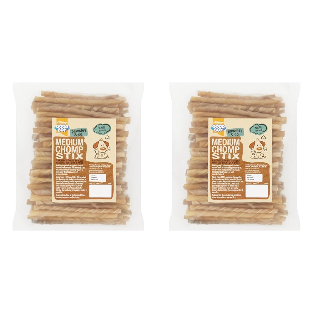 Good Boy - Medium Rawhide Chomp Sticks - Dog Chews - Made From 100 Percent Natural Hide - Pack of 200 - Dog Treats Natural