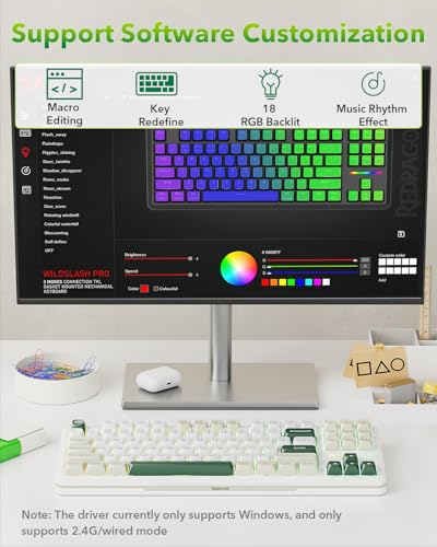 Image of Redragon K734W Wireless Mechanical Keyboard, Tri Mode BT5.0 /2.4G /USB-C 75% 81 Keys TKL Custom Hot Swappable Gaming Keyboard, Pre-lubed Linear Switches,RGB Gasket Computer Creamy Keyboard, for PC /MAC