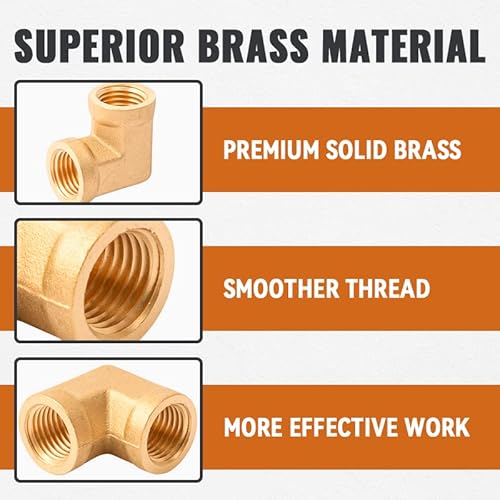 Sungator 90 Degree Brass Female Elbow Fitting, 1/4 Inch Npt Female To 1/4 Inch Npt Barstock Street Female Elbow Fittings, Forged Brass 90 Degree Fitting (2Pcs) #TOP2