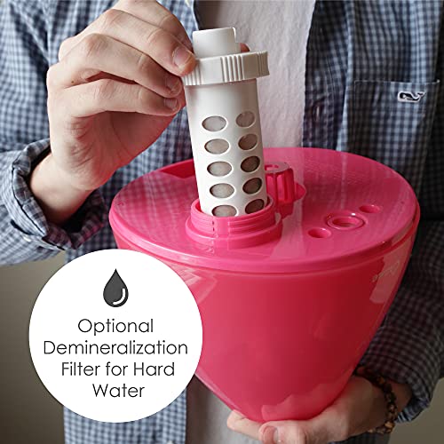Image of Crane Ultrasonic Humidifiers for Bedroom and Office, 1 Gallon Cool Mist Air Humidifier for Large Room and Home, Humidifier Filters Optional, Pink