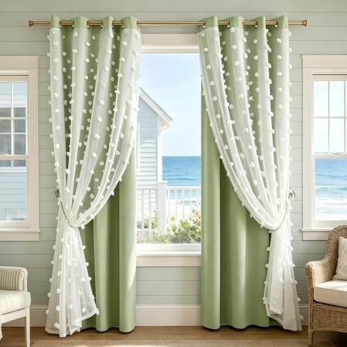 Image of Green Room Darkening Curtain for Girls Nursery Bedroom 52x84 Inch