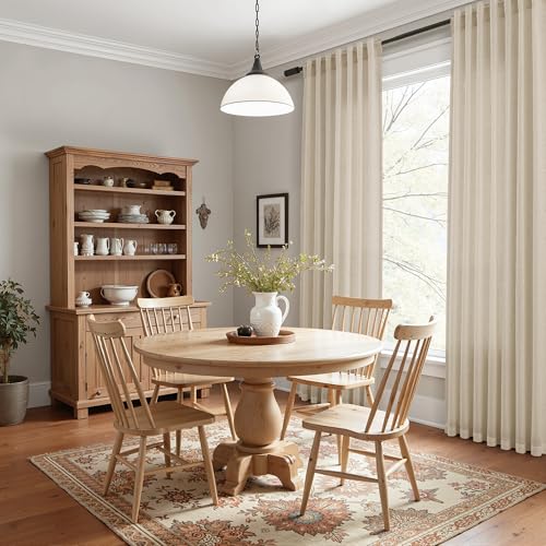 Image of Joywell Extra Long Linen Curtains 120 Inch for Living Room Taupe Burlywood