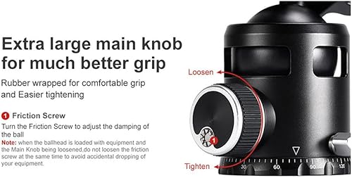 Miniatura 5 de SUNWAYFOTO Epic EB-52 - Cabezal de bola de trípode de 2.047 in y placa QR compatible con Arca/RRS Sunway