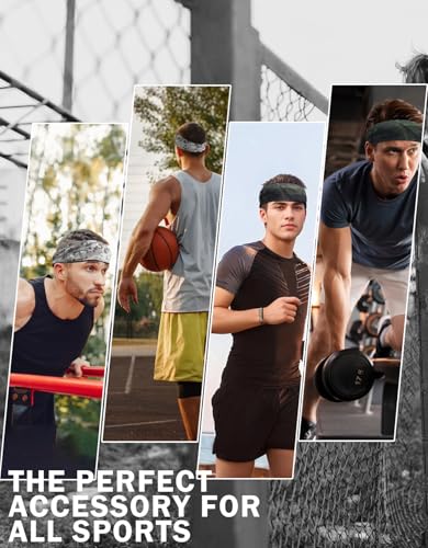 Image of Headbands for Men & Women, Sweat Headband Non-Slip Sweatband Sports Running Cycling Yoga Basketball Workout Football Training
