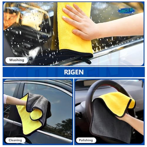 Image of KDJA Microfiber Cloth for Car Pack of 3 (40x40 cm) 600 GSM Multicolour Ultra Soft & Absorbent Towels Cleaning Cloth for Car Bike Kitchen - Cleaning, Drying, Dusting & Detailing
