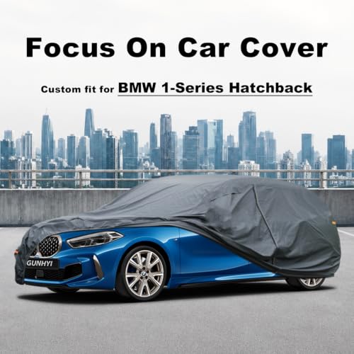 Image of GUNHYI Premium Car Cover Custom Fit BMW 1-Series Hatchback, 16 Layers Heavy Duty Car Cover Waterproof All Weather with Zipper Door for Sun Rain Snow Dust Uv Protection