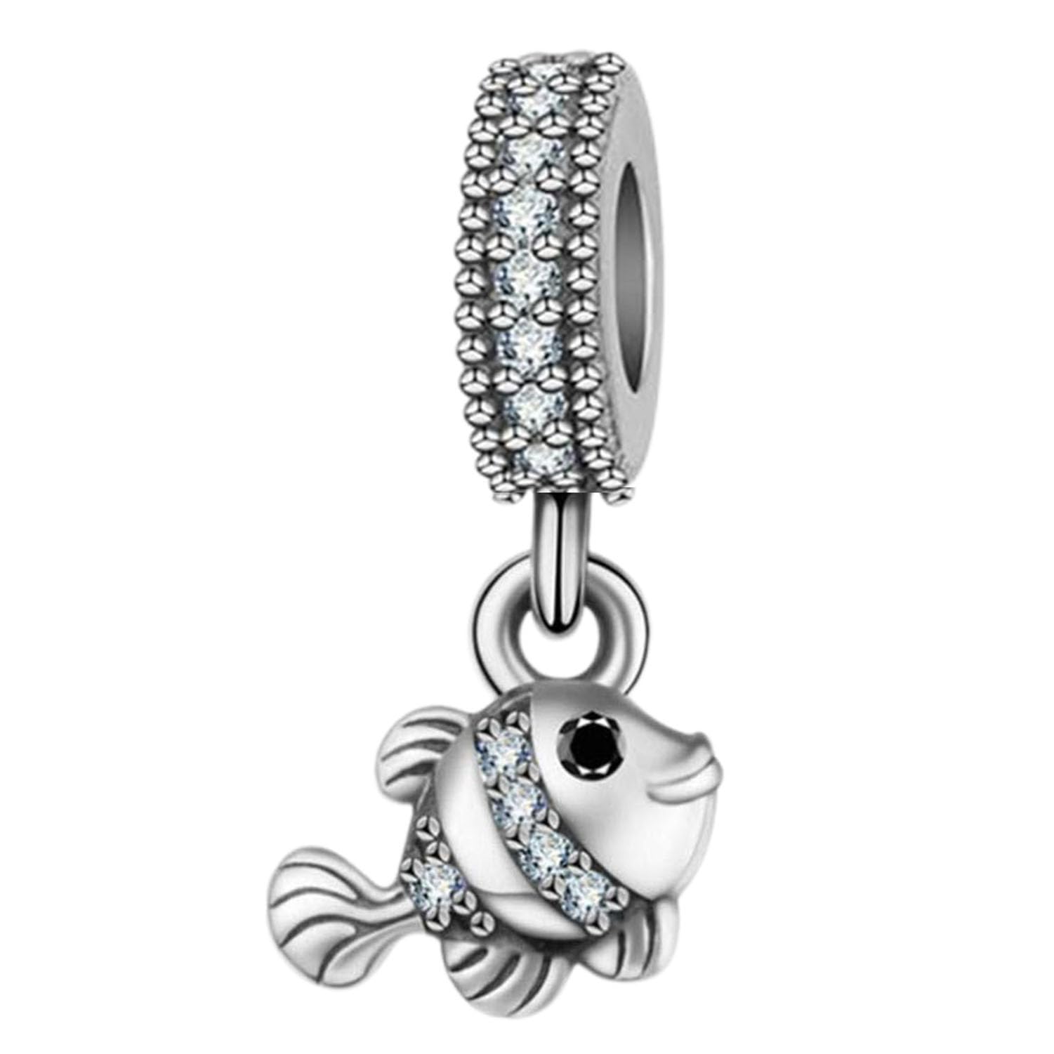 925 Sterling Silver Fish Charm Animal Charm Birthday Charm Love Charm for Pandora Charm Bracelet