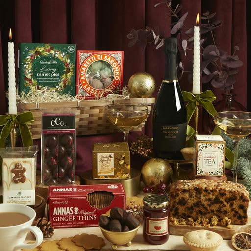 Festive Afternoon Tea Hamper – Gourmet Christmas Hamper for Couples, Friends & Family with Prosecco, Luxury Mince Pies, Amaretti Biscuits & Artisan Chocolate – Clearwater Hampers & Gourmet Gifts - Image 5