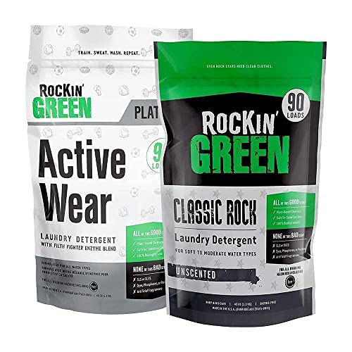 Rockin' Green Active Wear 45oz Bundle With Classic Rock Unscented Laundry Detergent Powder 45oz | All-Natural and Eco-Friendly | Non-Toxic and Safe for Sensitive Skin | Vegan and Biodegradable image 5