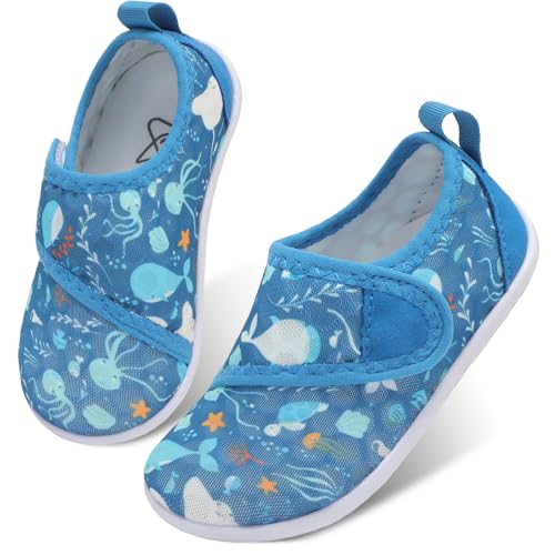Image of LeIsfIt Toddler Water Shoes Boys Girls Barefoot Aqua Socks Kids Breathable Quick-Dry Swim Shoes for Beach Pool Surf