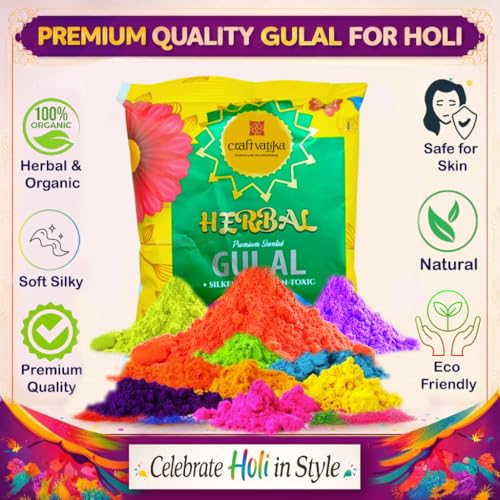 Image of CraftVatika Natural Holi Colour Holi Gulal Colors, Rang Colours | Herbal Safe Holi Rang, Non Toxic Eco Friendly Color Powder (1 Pieces)