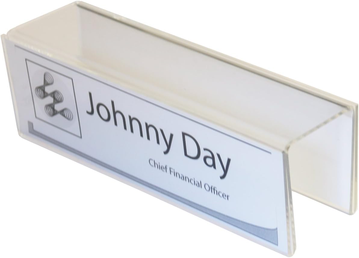 8-1/2" x 2" Double-Sided Cubicle Name Plate 8-1/2" Wide x 2" high x 2" deep Hook - PNH2085020020 (10 Pack)