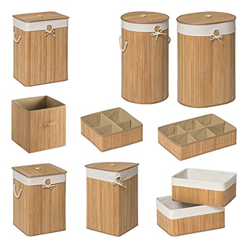 Premier Housewares Kankyo Bamboo Corner Laundry Hamper, Natural - Image 3