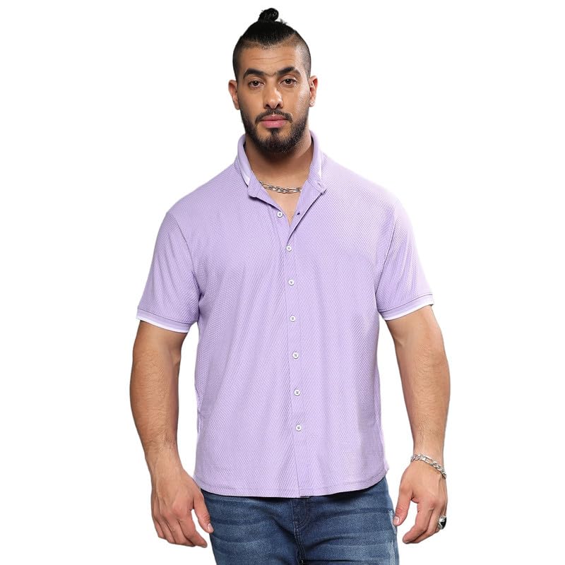 Image of Instafab Plus Men's Shirt for Casual Wear | Spread Collar | Short Sleeve | Button Closure | Plus-Size Fit | Cotton Shirt Crafted with Comfort Fit for Everyday Wear