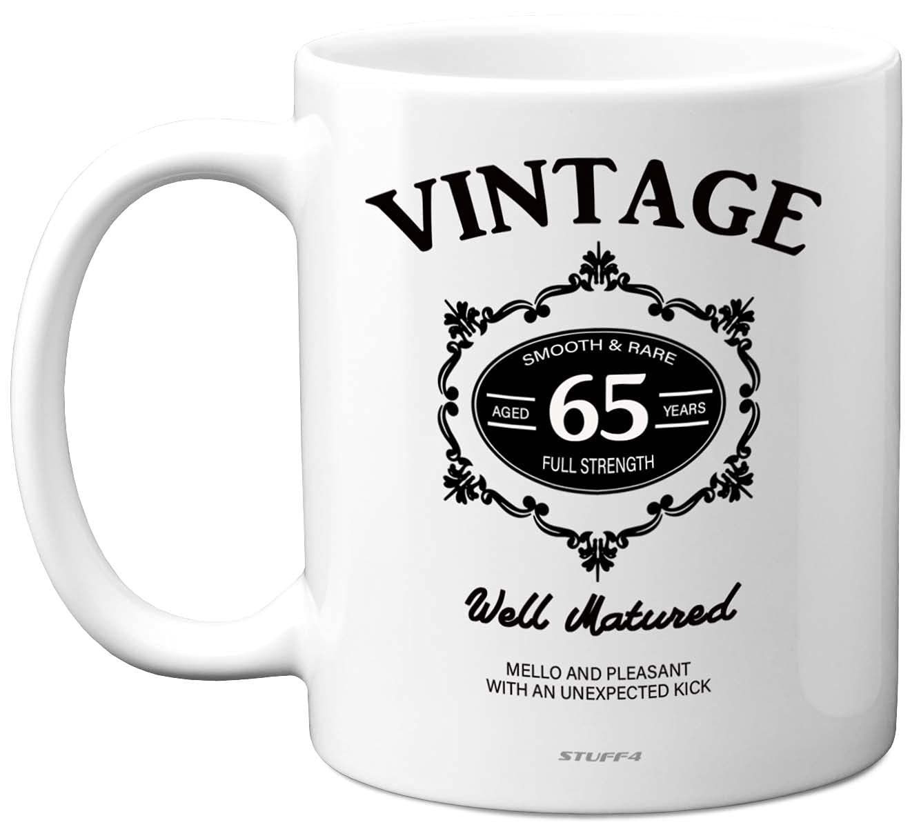 Stuff4 Men's 65 Vintage Th Birthday Mug With Black Lettering, 11Oz Ceramic Dishwasher Safe Premium Mugs, Th Birthday Gifts For Gifts For A Year Old Man, Him